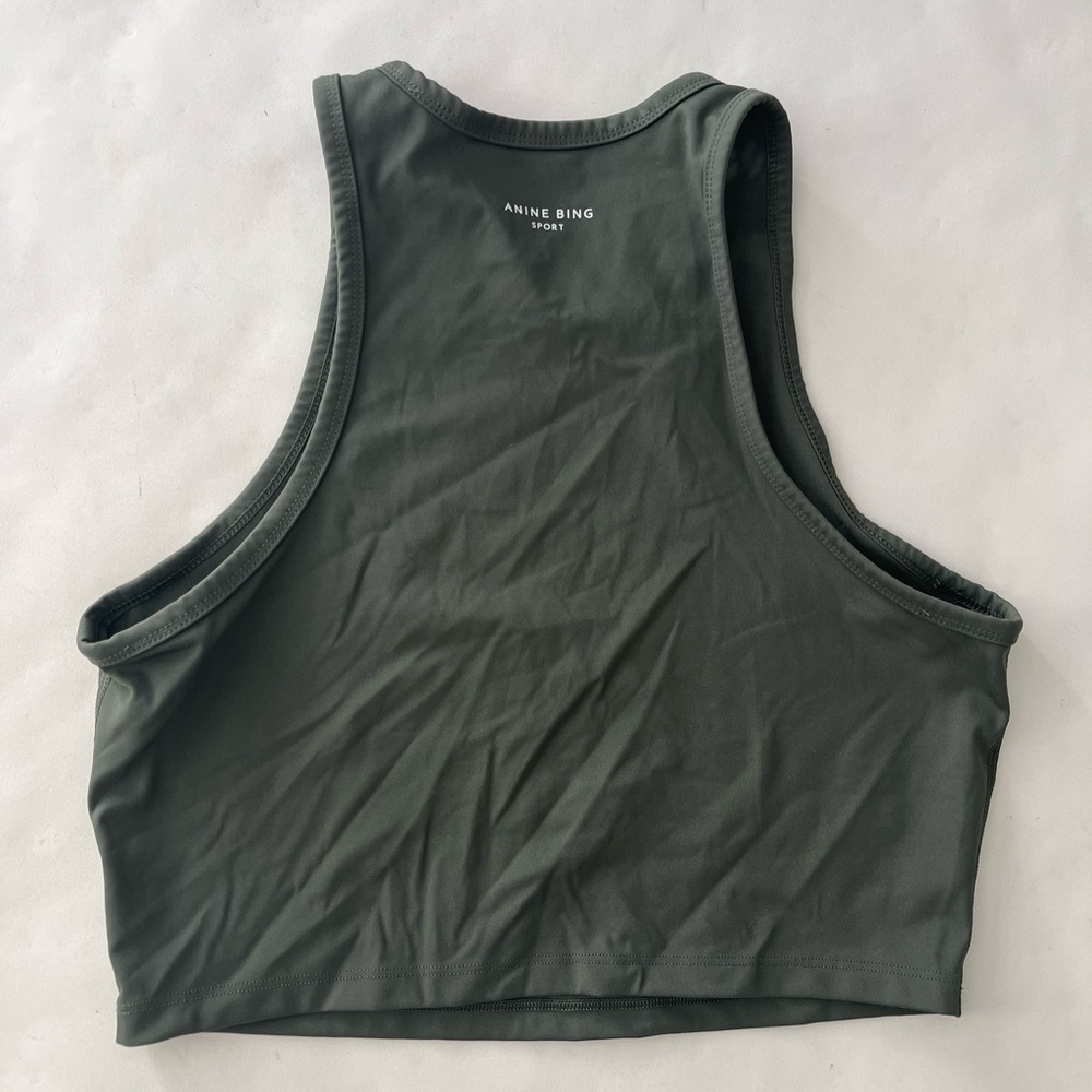 ANINE BING Sport Brett High Neck Activewear Tank Dark Olive Size M - Picture 4 of 8